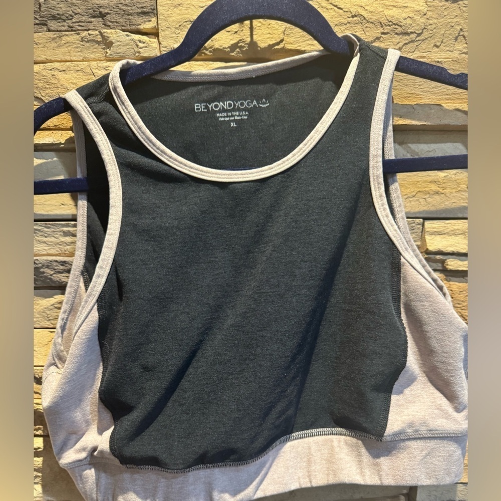 Beyond Yoga Space Dyed On Block Bra In Darkest Night Chai Colorblock Sz XL